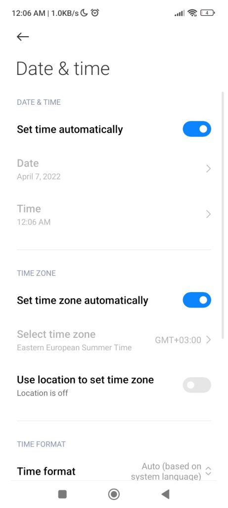 Xiaomi MIUI Clock setting date and time